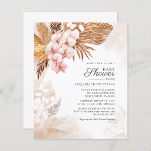 Papier Budget Boho Pampas Baby shower en herbe Invitation