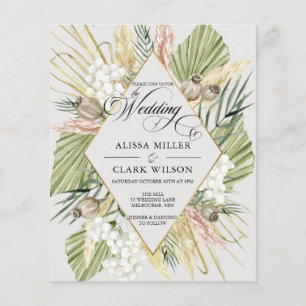 Papier BUDGET Boho Pampas Faire-part de mariage de gazon