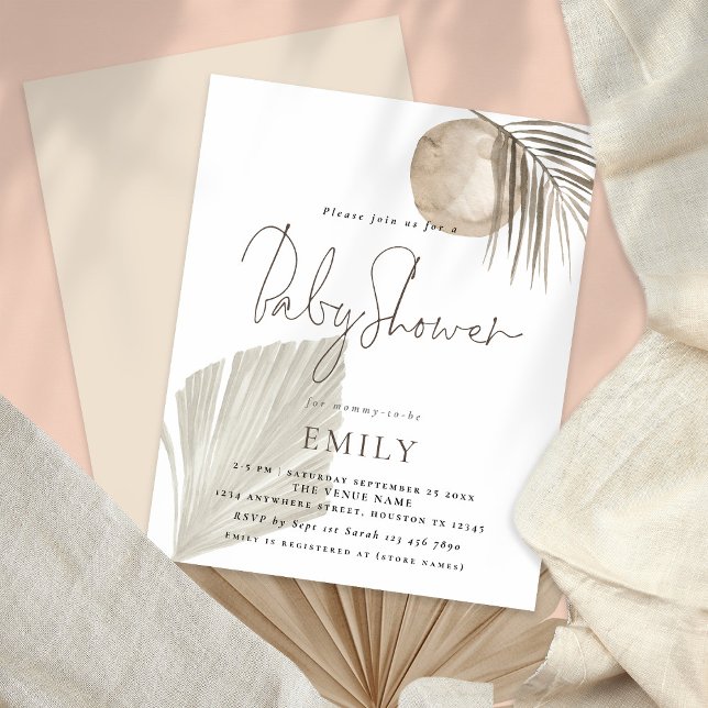 Papier Budget Boho Pampas Grass Girl ou Baby shower garço (Créateur téléchargé)
