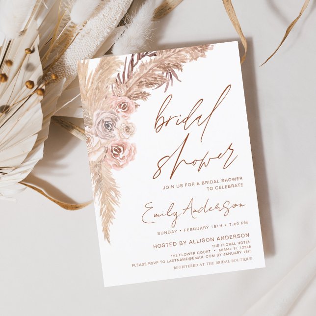 Papier Budget Boho Pampas Grass nuptiale de douche Invita (Créateur téléchargé)