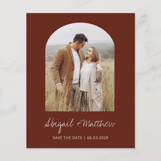 Papier Budget Boho Photo Arch Enregistrer La Date Invitat (Devant)