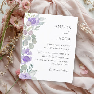 Papier Budget Boho Purple Eucalyptus Faire-part de mariag