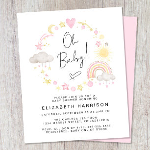 Papier Budget Boho Rainbow Baby Girl Shower Invitation