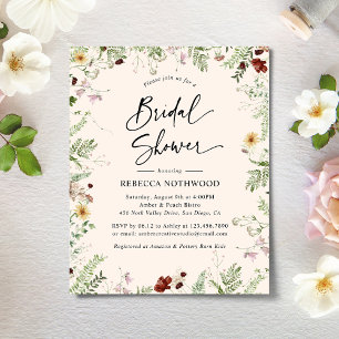 Papier Budget Boho rose Florals Bridal Shower Invitation