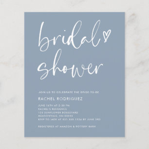 Papier Budget Boho Script Dusty Blue Fête des mariées Inv