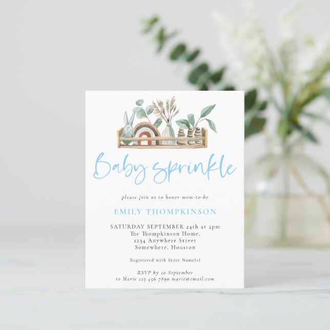 Papier Budget Boho Shelf Toys Garçon Baby Sprinkl Invitat (Debout devant)