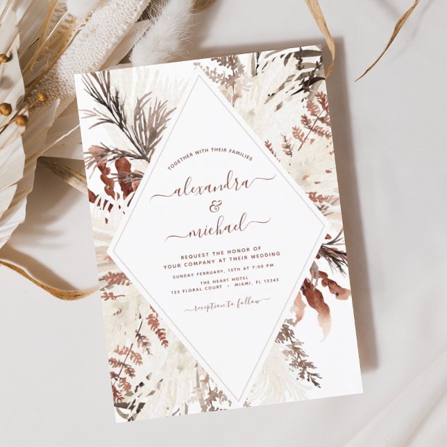 Papier Budget Boho Terracotta Pampas Mariage (Créateur téléchargé)