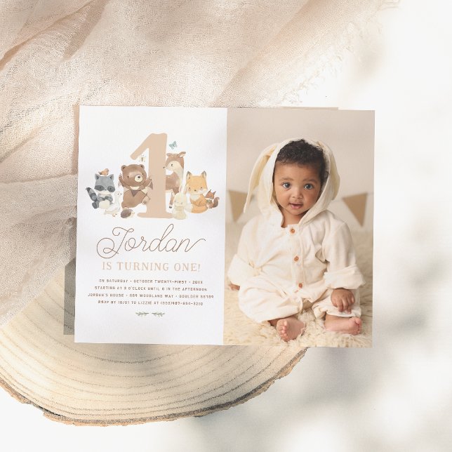 Papier Budget Bois Animaux Première fête d'anniversaire P (Créateur téléchargé)
