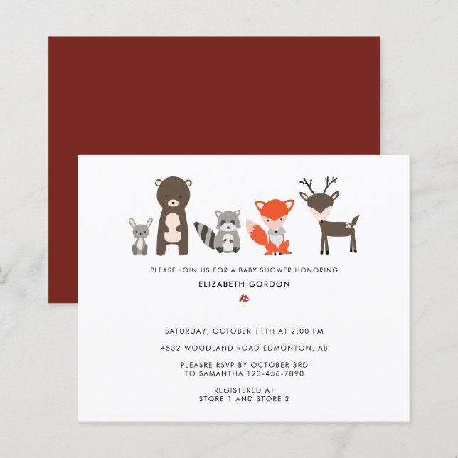 Papier Budget Bois Baby shower Forêt Animaux mignons (Devant / Derrière)