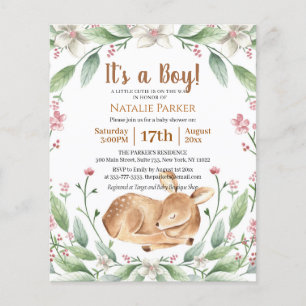 Papier Budget Bois Bois Deer Sage Baby shower floral