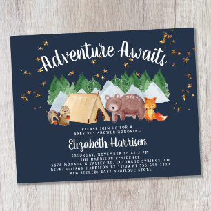 Papier Budget Bois Camping Baby shower Invitation