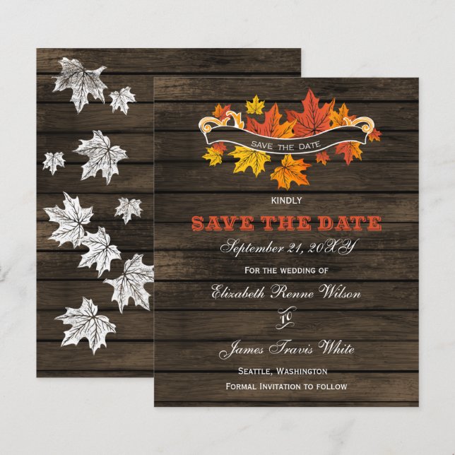Papier Budget Bois de grange Mariage de automne rustique  (Devant / Derrière)