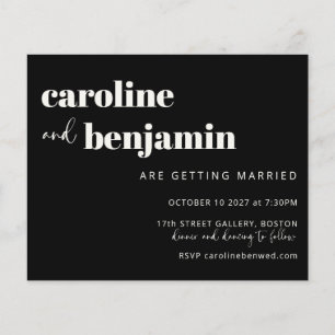 Papier Budget Bold Black White Chic Modern Wedding Invita