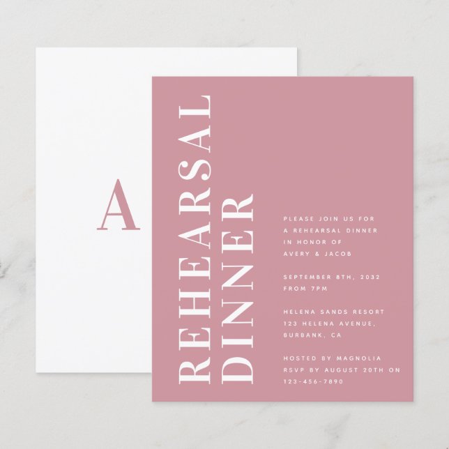 Papier Budget Bold Moderne Répétition Dîner Invitation (Devant / Derrière)
