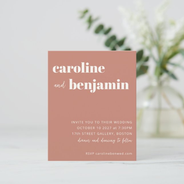 Papier Budget Bold Terracotta Faire-part de mariage moder (Debout devant)