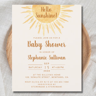 Papier Budget Bonjour Sunshine Boho Baby shower Invitatio