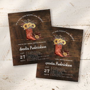 Papier BUDGET Boots et Bubbly nuptiale douche Invitation