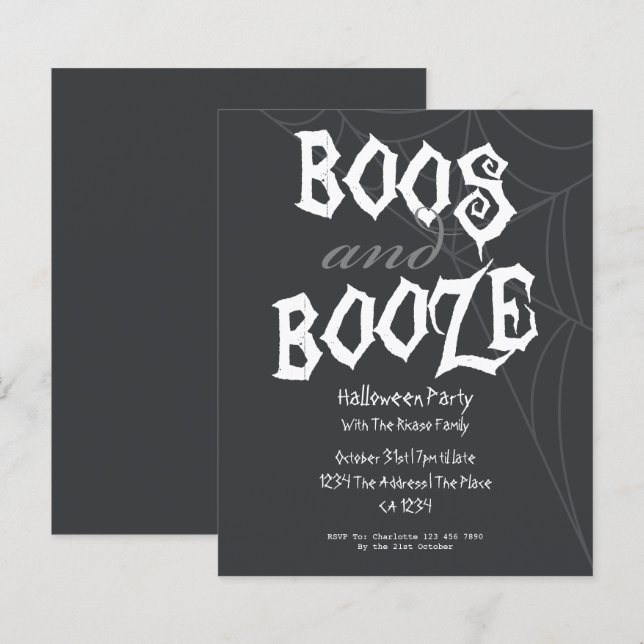 Papier BUDGET Booze Et Booze Parti D'Halloween (Devant / Derrière)