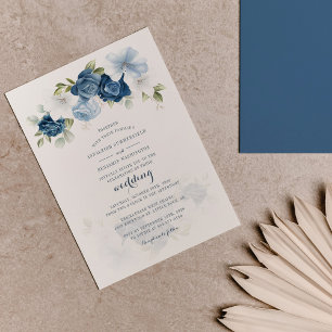 Papier Budget Botanique Floral Dusty Blue Wedding Invitat