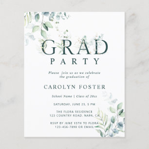 Papier Budget Botanique Graduation Party Photo Invitation