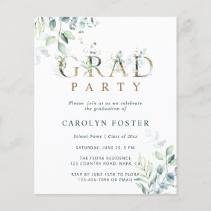 Papier Budget Botanique Graduation Party Photo Invitation