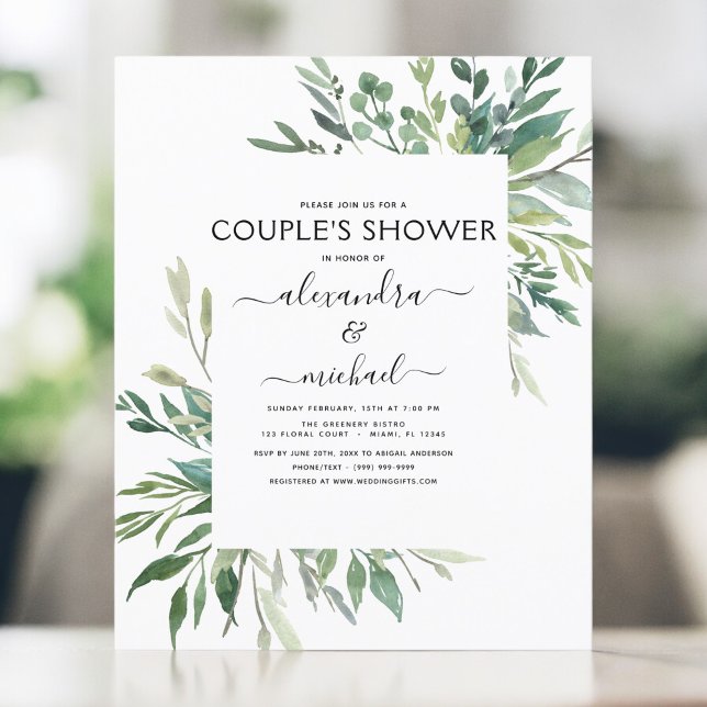 Papier Budget Botanique Verdure Foliage Couple's Shower (Créateur téléchargé)