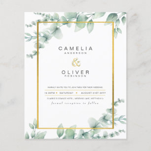 Papier Budget Botanique Verdure Or Mariage Invitations