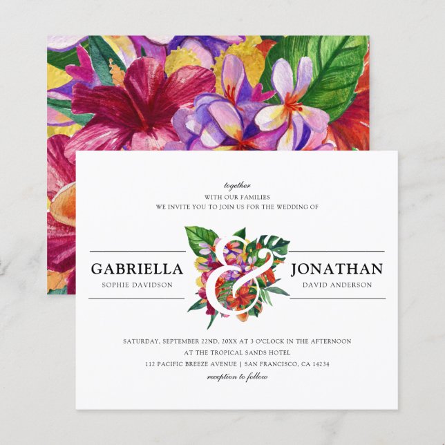 Papier Budget Bouquet tropical Mariage de typographie mod (Devant / Derrière)