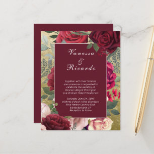 Papier Budget Bourgogne Blush Red Roses Faire-part de mar