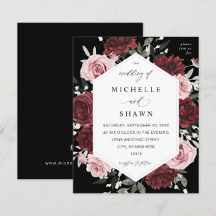 Papier Budget Bourgogne & Blush rose 6 Floral - Noir