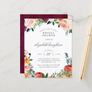 Papier Budget Bourgogne Blush rose Fête des mariées flora