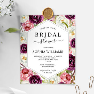 Papier Budget Bourgogne Cadre nuptiale de douche Invitati