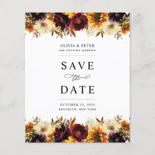 Papier Budget Bourgogne Floral Enregistrer la date Invita