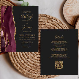 Papier Budget Bourgogne Gold Dark QR Code Mariage Invitat