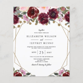 Papier Budget Bourgogne Gold Faire-part de mariage géomét