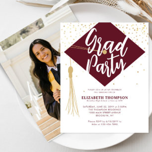 Papier Budget Bourgogne Gold Photo Invitation de la fête 