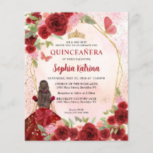 Budget Bourgogne Or Floral Princesse Quinceañera
