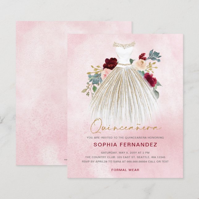 Papier Budget Bourgogne or parties scintillant robe Quinc (Devant / Derrière)