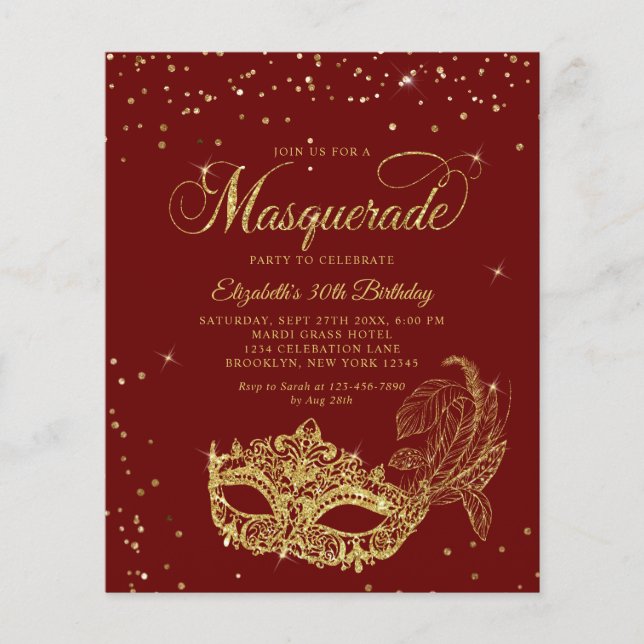 Papier BUDGET Bourgogne Parties scintillant or Masquerade (Devant)