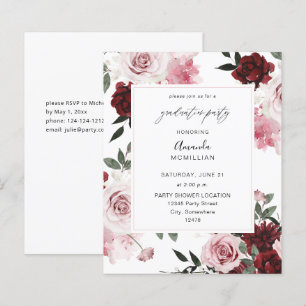 Papier Budget Bourgogne & rose Floral 6 Graduation Party
