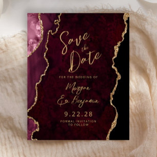 Papier Budget Bourgogne Rouge Agate Script Faire-Part de 