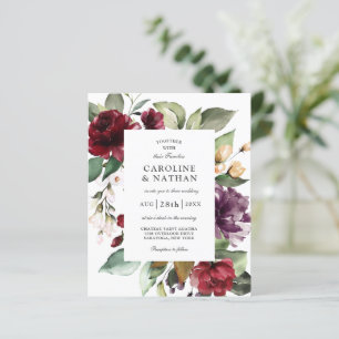 Papier Budget Bourgogne rouge et Mariage floral prune