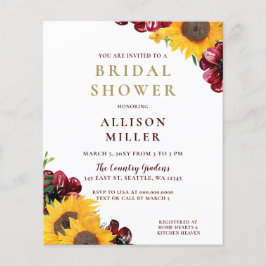 Papier Budget Bourgogne Rustique Douche nuptiale Invitati