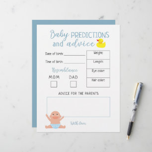 Papier Budget Boy Baby Predictions Et Conseils Jeu Quiz