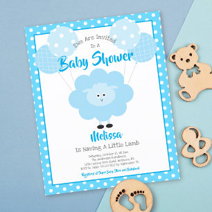Papier Budget Boy Baby shower Cute Blue Lamb Invitation