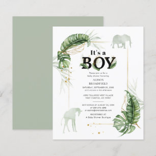 Papier Budget Boy Baby shower Elephant Giraffe Invitation