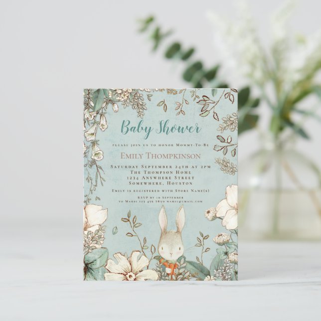 Papier Budget Boy Bunny Bunny Boy Baby shower Invitation (Debout devant)