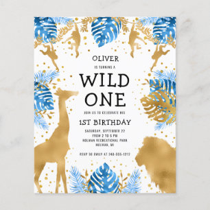 Papier Budget Boys 1er anniversaire Blue Safari Invitatio