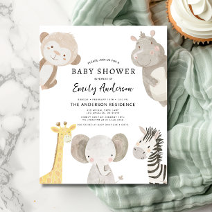 Papier Budget Boys Safari Animaux Baby shower Invitation