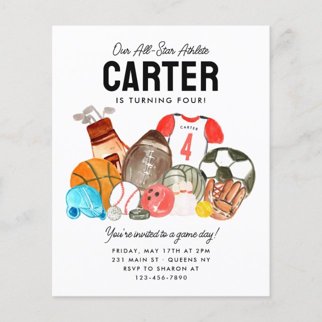 Papier Budget Boys Sports Balls All Star Anniversaire de  (Devant)